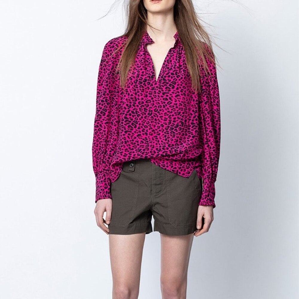 NWT - Zadig & Voltaire Leopard Print Tunic Blouse… - image 2